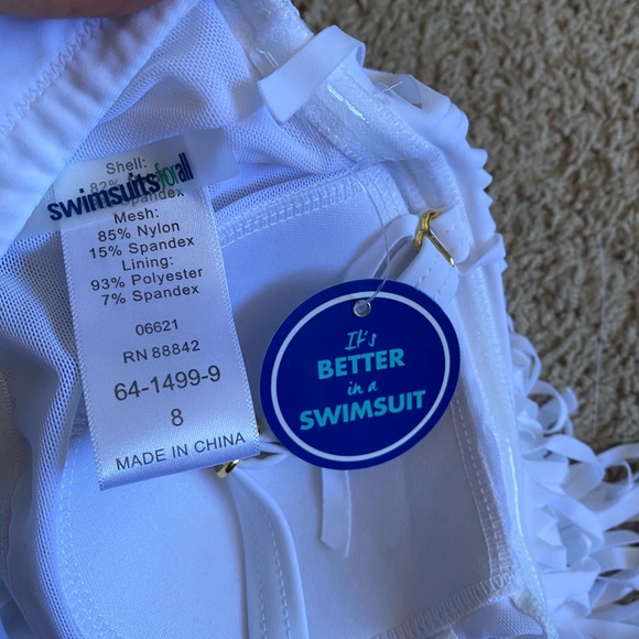 2 piece tankini white fringe swimsuit - Picture 4 of 4